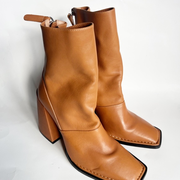 Alias Mae Eden Leather Brown Ankle Square Toe Boots Size 39 - Picture 2 of 8